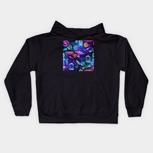 Outer Space Pattern Kids Hoodie by crazycanonmom